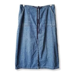 80s Eddie Bauer Jean Denim Maxi Skirt 16P Cowgirl Country Coastal Beach Granola